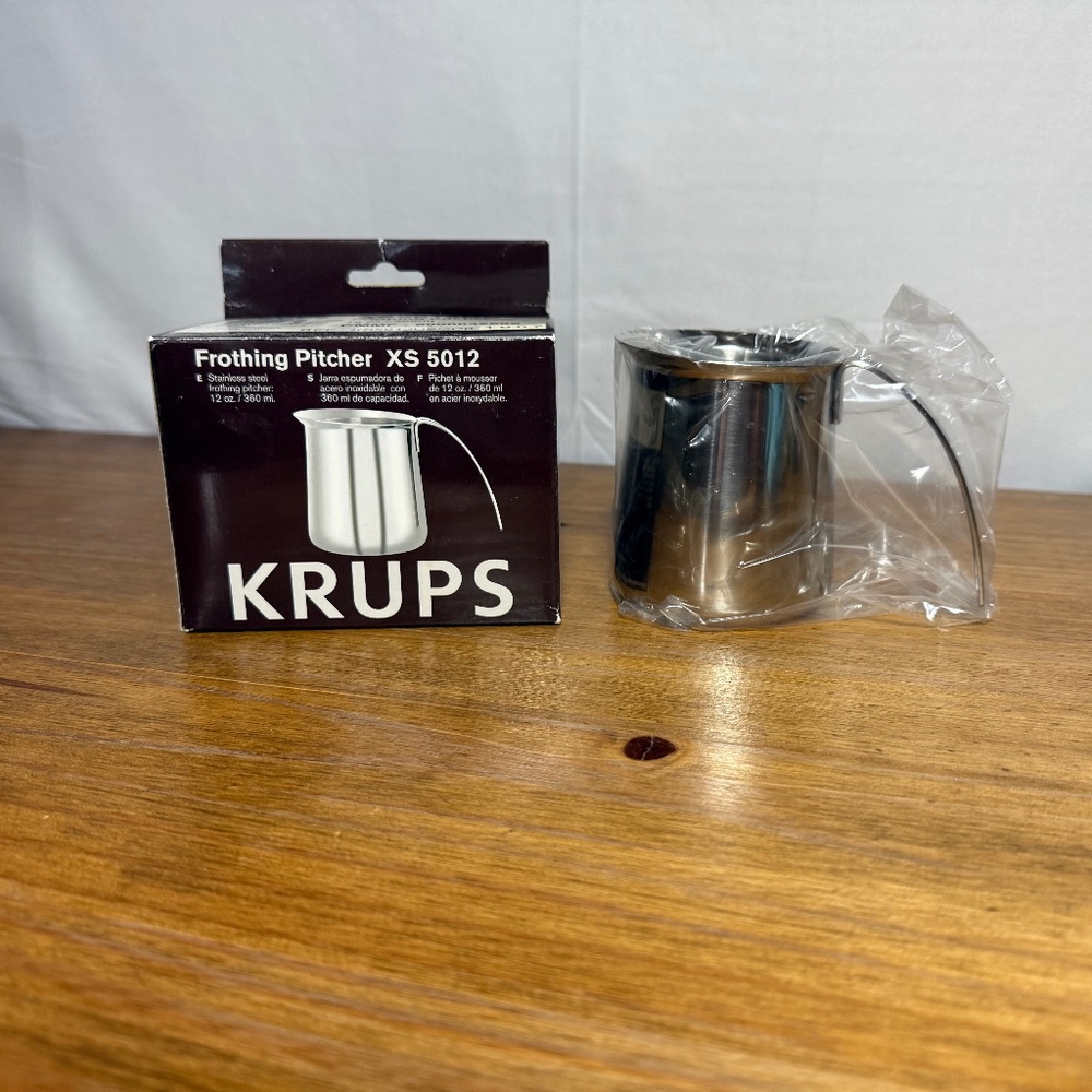 KRUPS XS5012 12-8 12oz Cappuccino Polished Stainless Steel Milk Frothing Pitcher